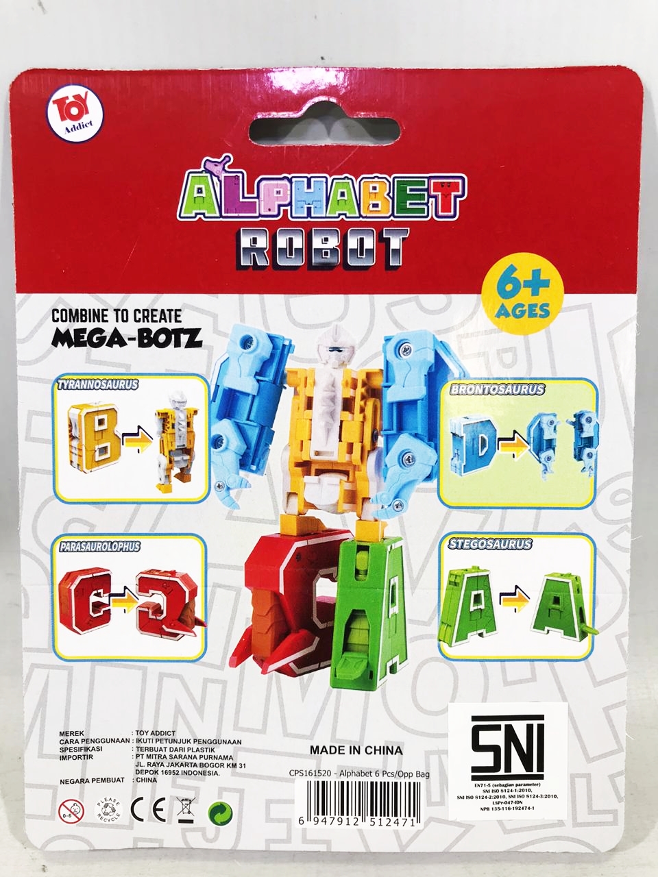 Alphabet Robot 1pack 6pcs Press @26