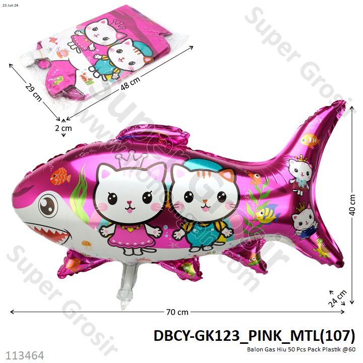 Balon Gas Hiu Angel Cat 50 Pcs 2 Warna Pack Plastik @60