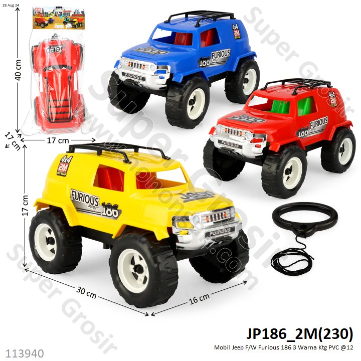 Mobil Jeep Tarik dan Tali Penarik F/W Furious 186 3 Warna Ktg PVC @12