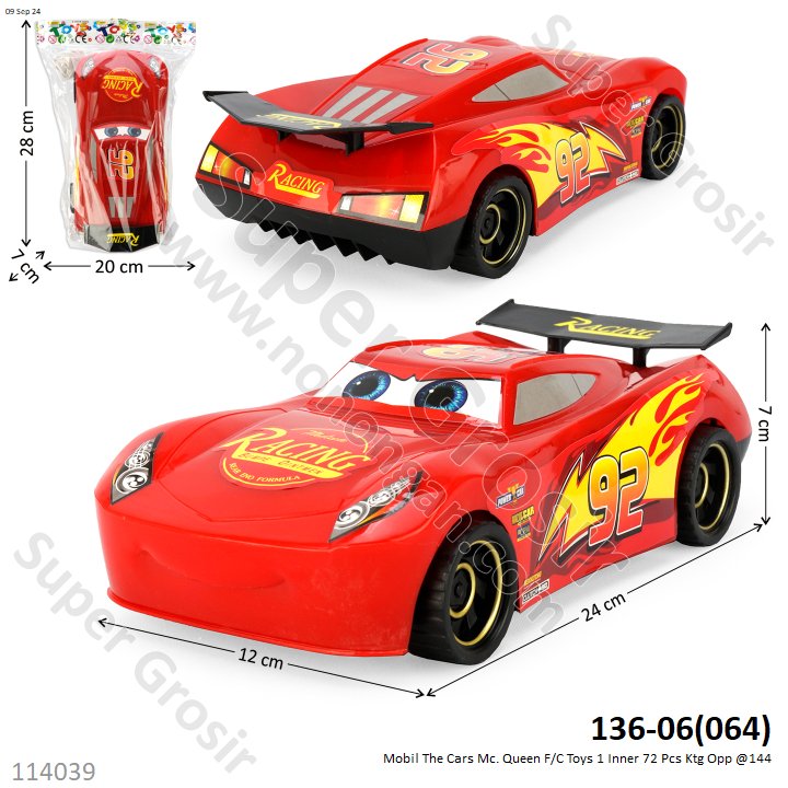 Mobil Lightning McQueen The Cars F/C Toys 1 Inner 72 Pcs Ktg Opp @144