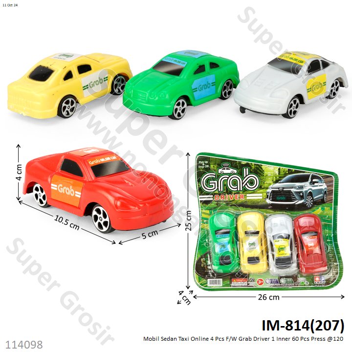 Mobil Taxi Online 4 Pcs F/W Grab Driver 1 Inner 60 Pcs Press @120