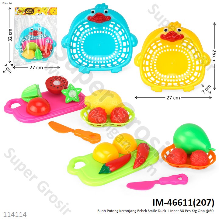 Cooking Set Potong Buah dan Sayur Keranjang Bebek Smile Duck 1 Inner 30 Pcs Ktg Opp @60