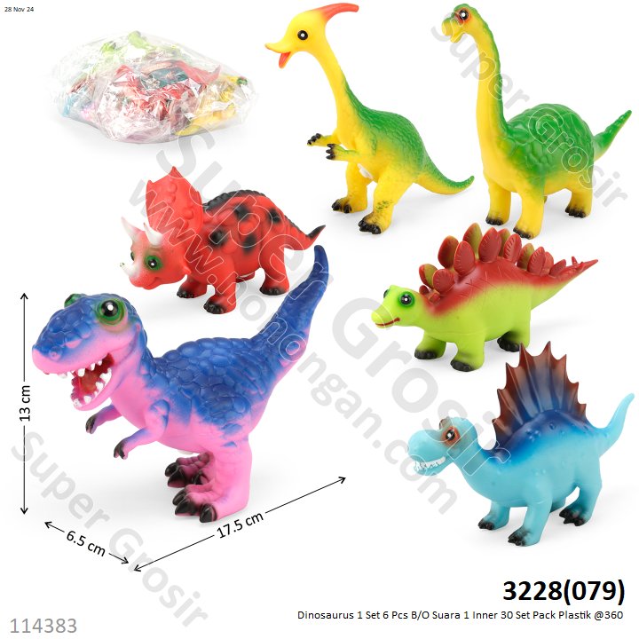 Dinosaurus B/O Suara 1 Set 6 Pcs 1 Inner 180 Pcs Ktg Opp @360