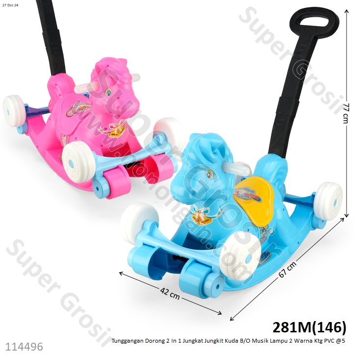 Tunggangan Jungkat Jungkit Kuda 2 In 1 Dorongan B/O Musik Lampu Ktg PVC @5