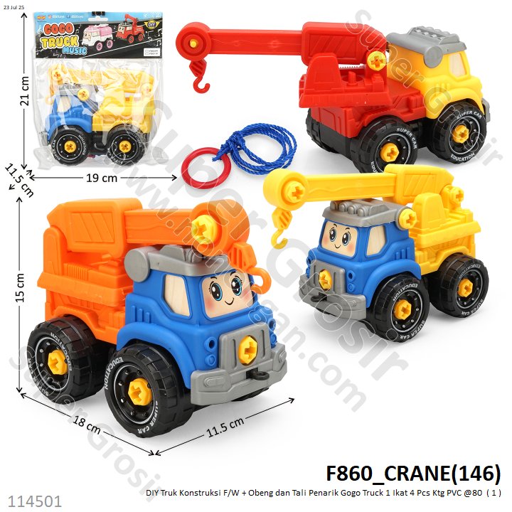 DIY Truk Konstruksi F/W + Obeng dan Tali Penarik Gogo Truck 1 Ikat 4 Pcs Ktg PVC @80 