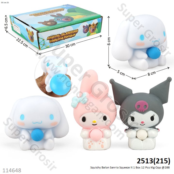 Squishy Balon Sanrio Squeeze It 1 Box 12 Pcs Ktg Opp @288