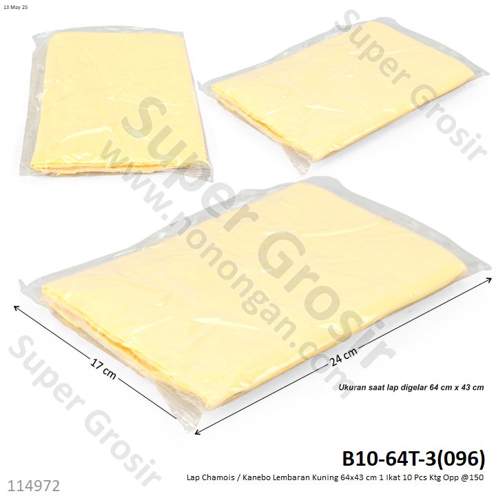 Lap Chamois / Kanebo Lembaran Kuning 64x43 cm 1 Ikat 10 Pcs Ktg Opp @150