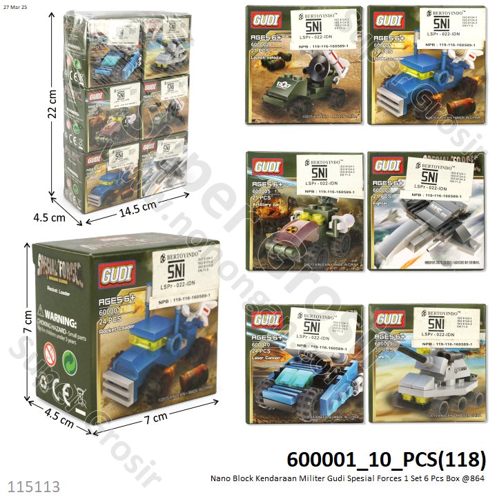 Nano Block Kendaraan Militer Gudi Spesial Forces 1 Set 6 Pcs Box @864