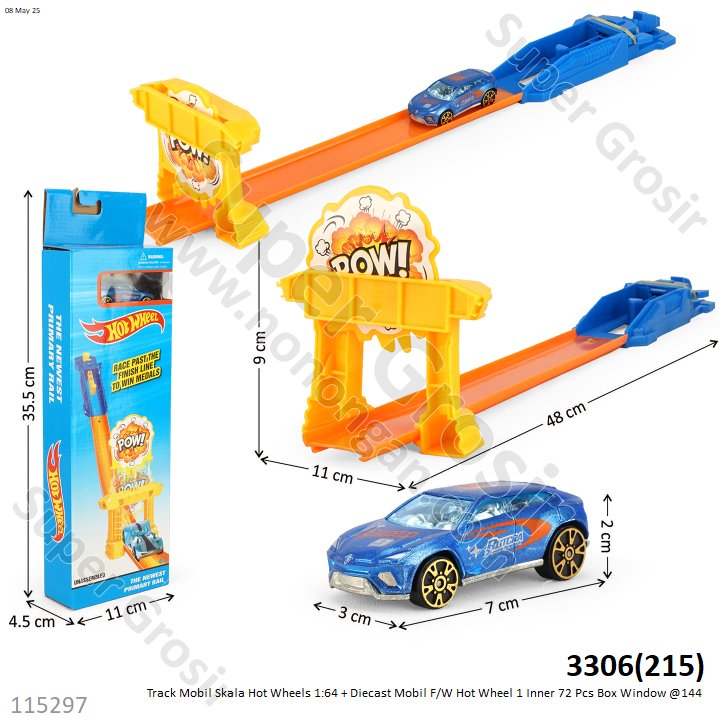 Track Mobil Skala Hot Wheels 1:64 + Diecast Mobil F/W Hot Wheel 1 Inner 72 Pcs Box Window @144