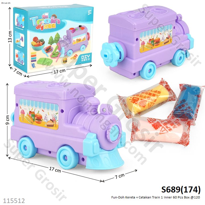 Fun-Doh Kereta + Cetakan Train 1 Inner 60 Pcs Box @120