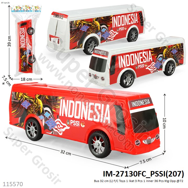Bus F/C 32 cm (L) Toys 1 Ikat 3 Pcs 1 Inner 36 Pcs Ktg Opp @72