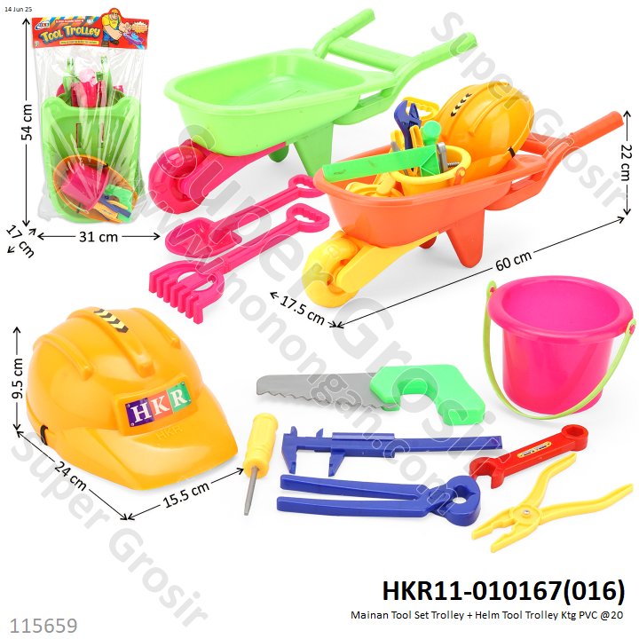 Cetakan Pasir Tool Set Gerobak Sorong dan Helm Tool Trolley Ktg PVC @20