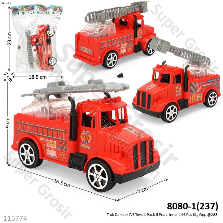 Truk Damkar P/S Toys 1 Pack 6 Pcs 1 Inner 144 Pcs Ktg Opp @288