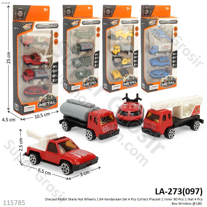 Diecast Mobil Skala Hot Wheels 1:64 Kendaraan Set 4 Pcs F/W Collect Playset 1 Ikat 4 Pcs 1 Inner 90 Pcs Box Window @180