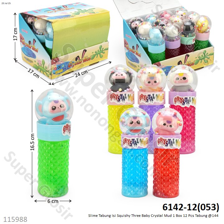 Slime Tabung Isi Squishy Three Baby Crystal Mud 1 Box 12 Pcs Tabung @144