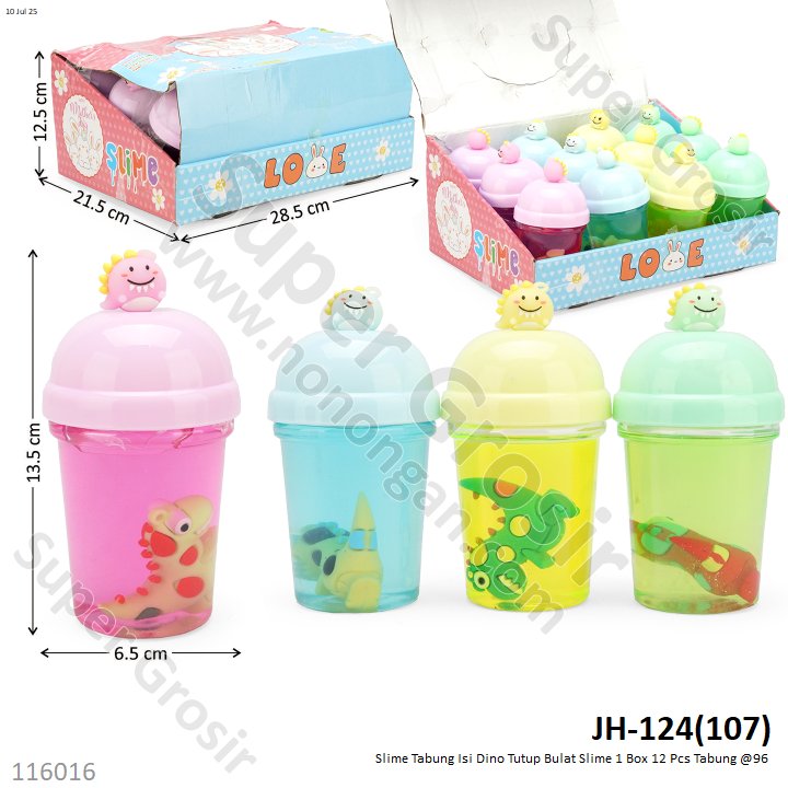 Slime Tabung Isi Dino Tutup Bulat Slime 1 Box 12 Pcs Tabung @96