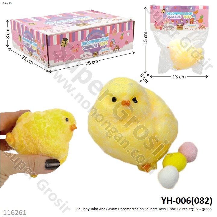 Squishy Taba Anak Ayam Decompression Squeeze Toys 1 Box 12 Pcs Ktg PVC @288