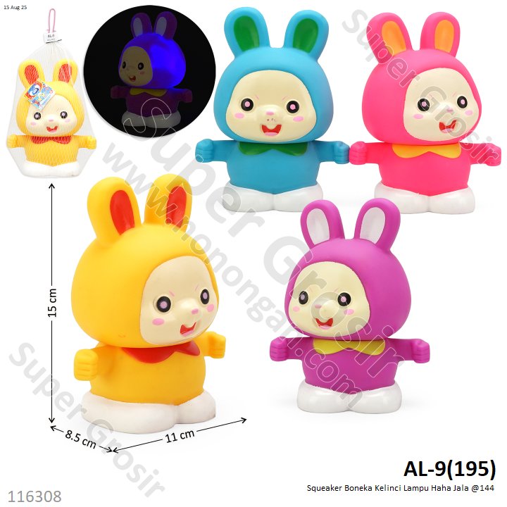 Squeaker Boneka Kelinci Lampu Haha Jala @144