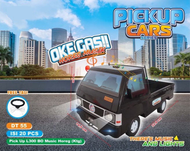 Mobil Pick Up F/W B/O Musik Oke Gas Lampu + Tali Pickup Cars Ktg PVC @22