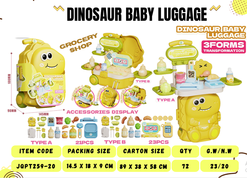 Mainan Koper Set Dinosaur Baby Luggage 3 In 1 JQPT259 Koper @72