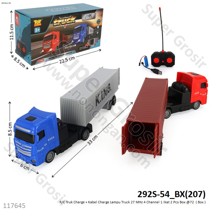 R/C Truk Charge + Kabel Charge Lampu Truck 27 MHz 4 Channel 1 Ikat 2 Pcs Box @72