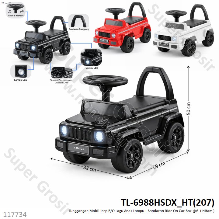 Tunggangan Mobil Jeep B/O Lagu Anak Lampu + Sandaran Ride On Car Box @6