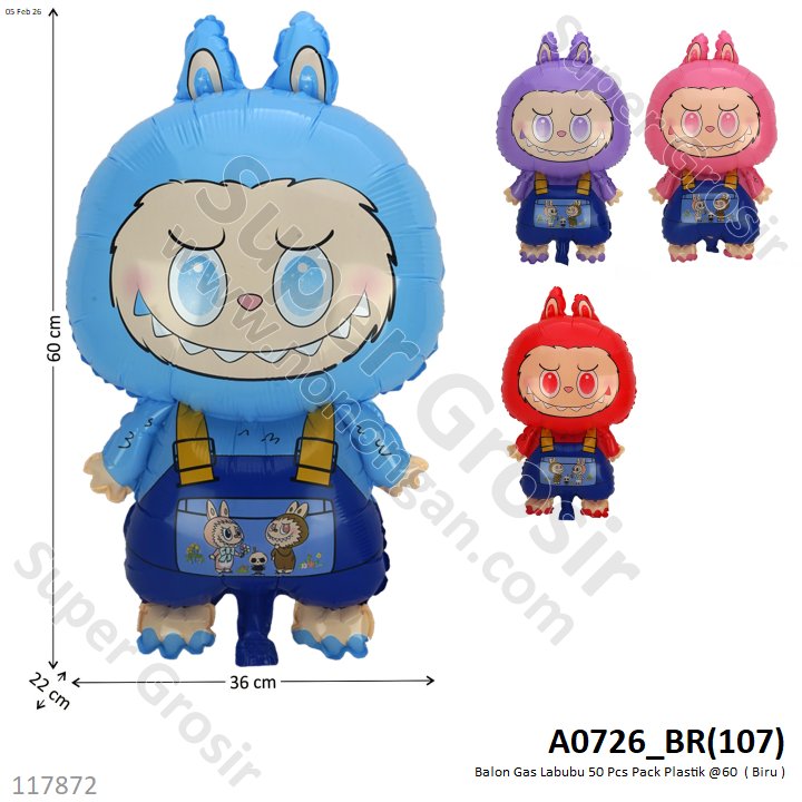 Balon Gas Labubu 50 Pcs Pack Plastik @60