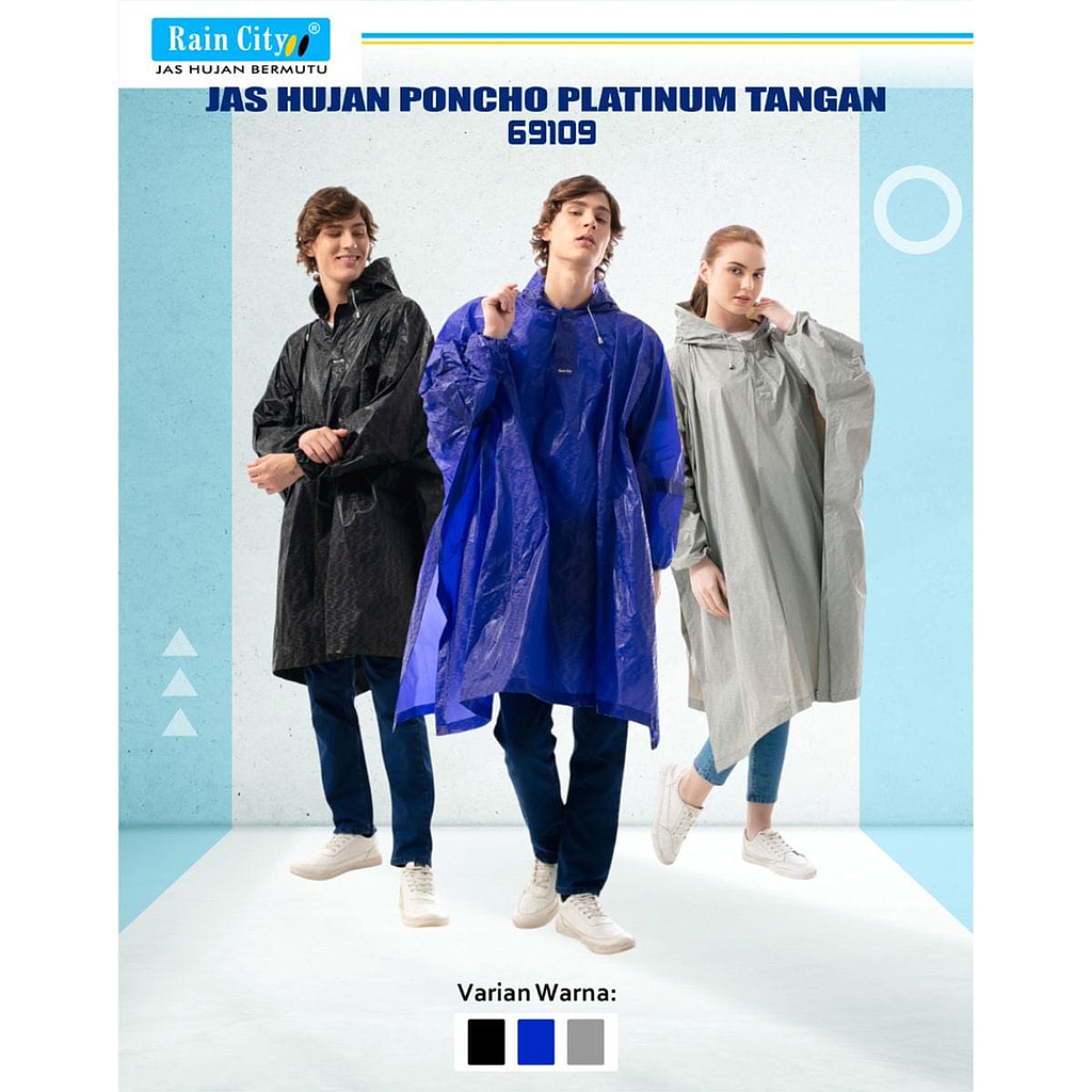 Jas Hujan Poncho Lengan Platinum Scotchlight Rain City 1 Ikat 6 Pcs Tas @72