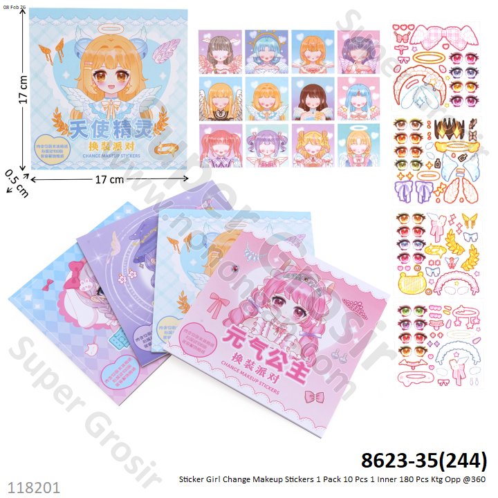 Sticker Girl Change Makeup Stickers 1 Pack 10 Pcs 1 Inner 180 Pcs Ktg Opp @360