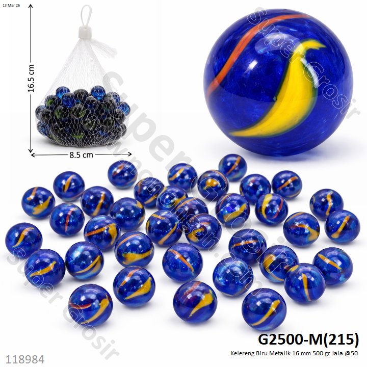 Kelereng Biru Metalik 16 mm 500 gr Jala @50