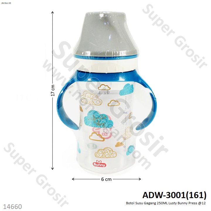 Botol Susu Gagang 250 ml Lusty Bunny Press @12