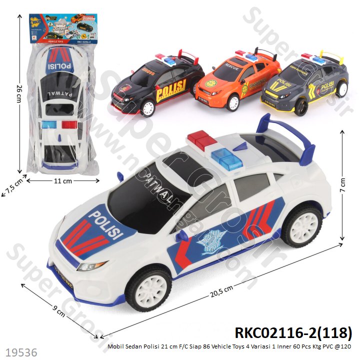 Mobil Sedan Polisi F/C Siap 86 Vehicle Toys 1 Inner 60 Pcs Ktg PVC @120