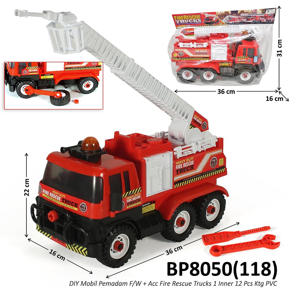Truk Damkar Crane + Obeng DIY F/W Fire Rescue Trucks 1 Inner 12 Pcs Ktg PVC @24