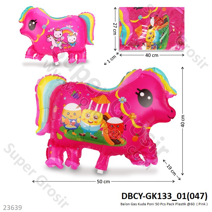 Balon Gas Kuda Poni 50 Pcs Pack Plastik @60