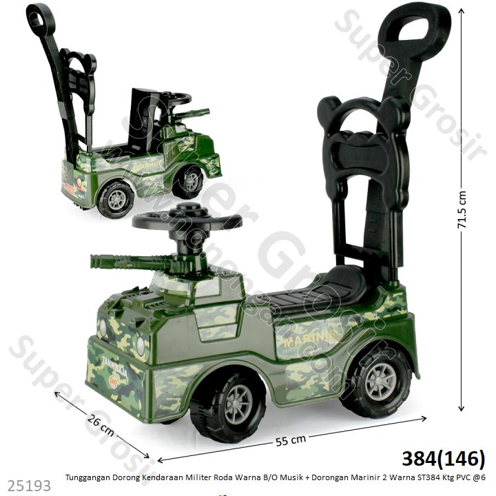 Tunggangan Dorong Mobil Tentara B/O Musik Marinir ST384 Ktg PVC @6