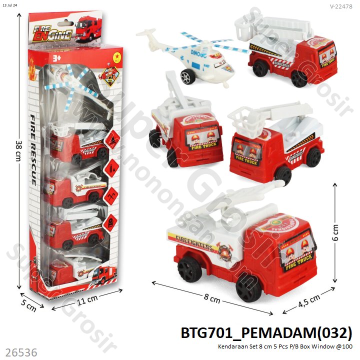 Kendaraan Set 8 cm 5 Pcs P/B Box Window @100