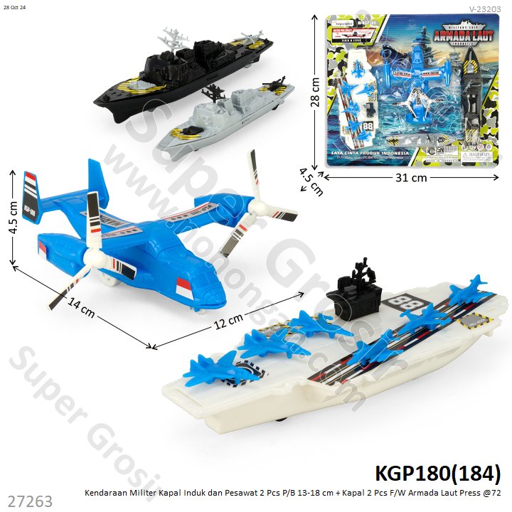 Kendaraan Militer Kapal Induk dan Pesawat 2 Pcs P/B 13-18 cm + Kapal 2 Pcs F/W Armada Laut Press @72