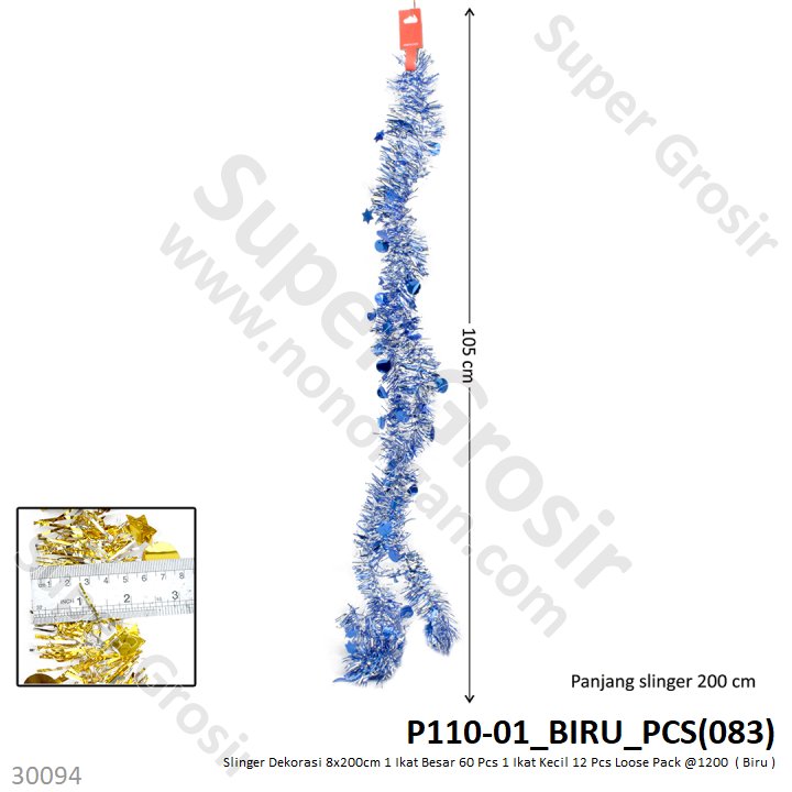 Slinger Dekorasi 8x200 cm 1 Ikat Kecil 12 Pcs 1 Ikat Besar 60 Pcs Loose Pack @1200
