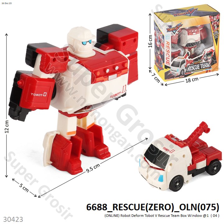 Robot Deform Tobot V Rescue Team 4 Karakter Box Window @120