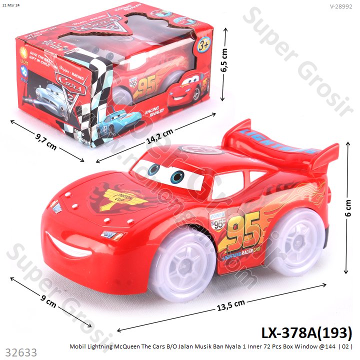 Mobil Cars Mc Queen B/O Jalan Ban Nyala Cars 2 Box Window @144