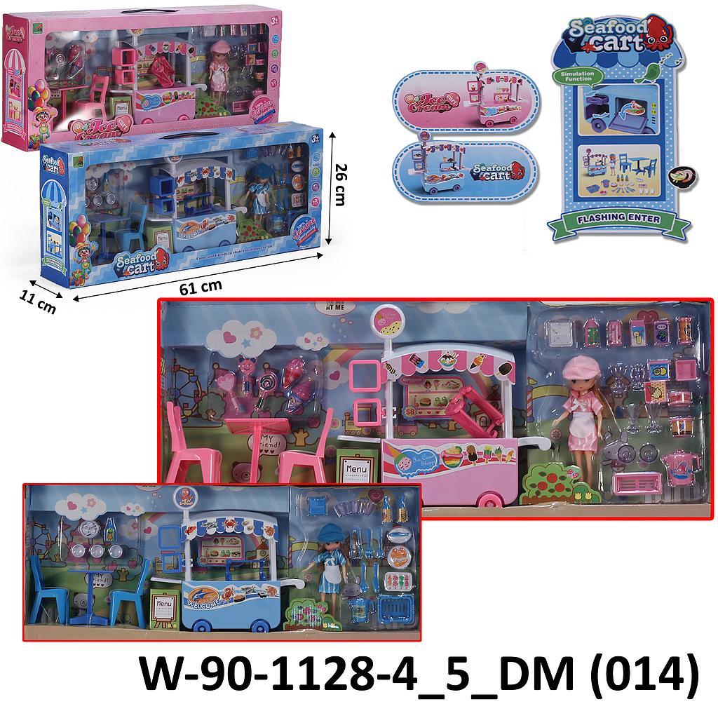 Kedai Makanan Gerobak Makanan Set Meja Makan Boneka dan Acc 2 Varian Box Window @12 