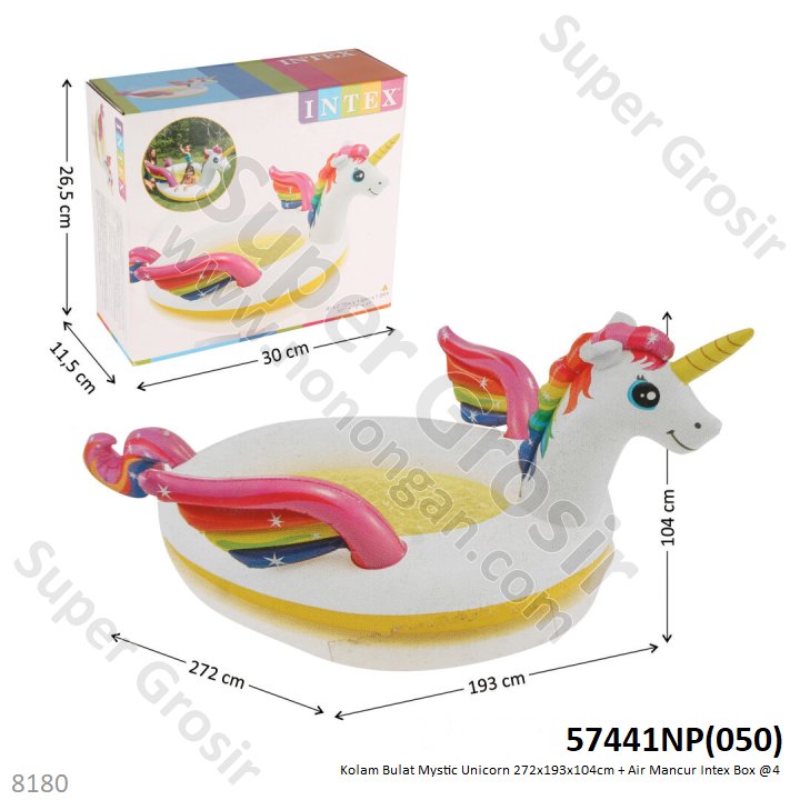 Kolam Renang Anak Intex Bulat Mystic Unicorn 272x193x104cm + Air Mancur Box @4