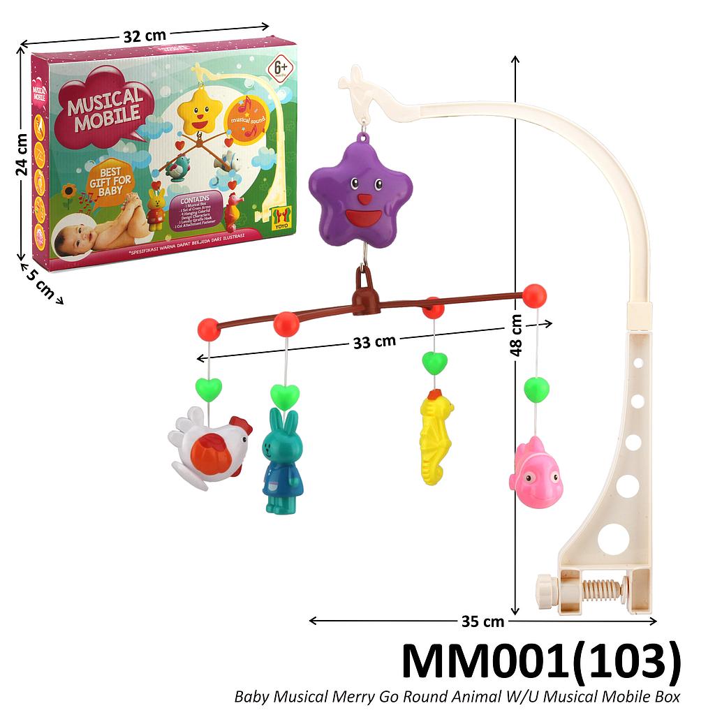 Baby Musical Gantung Merry Go Round W/U Karakter Hewan Putar Suara Musical Mobile Box @60