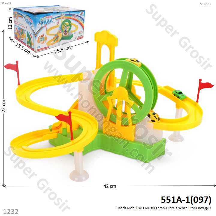 Track Mobil B/O Musik Lampu Ferris Wheel Park Box @0