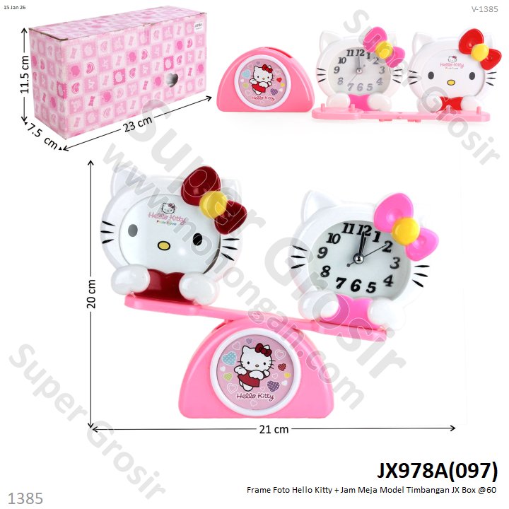 Frame Foto Hello Kitty + Jam Meja Model Timbangan JX Box @60