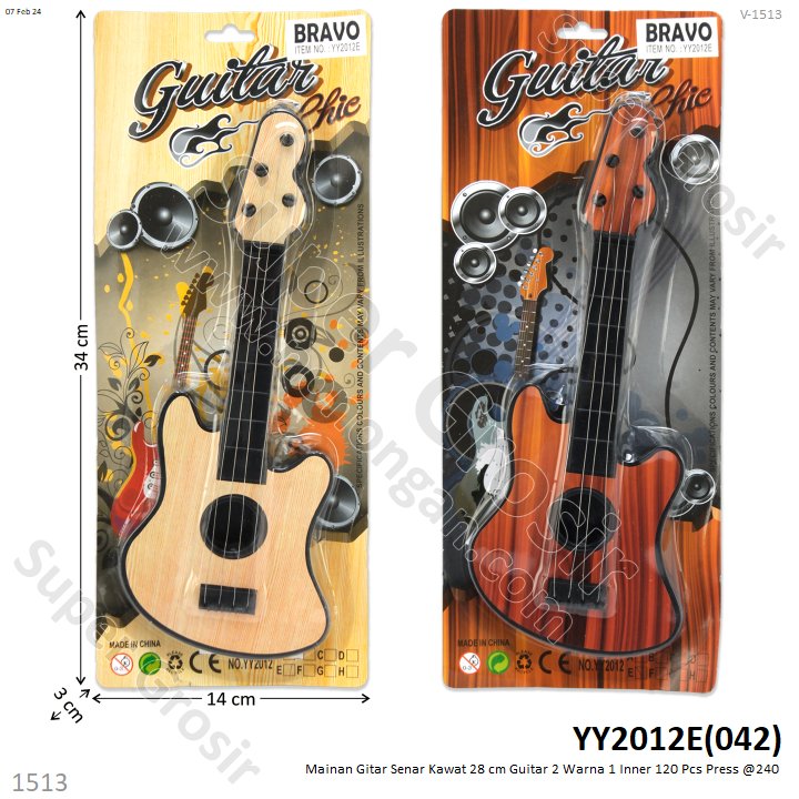 Mainan Gitar Senar Kawat 28 cm Guitar 2 Warna 1 Inner 120 Pcs Press @240