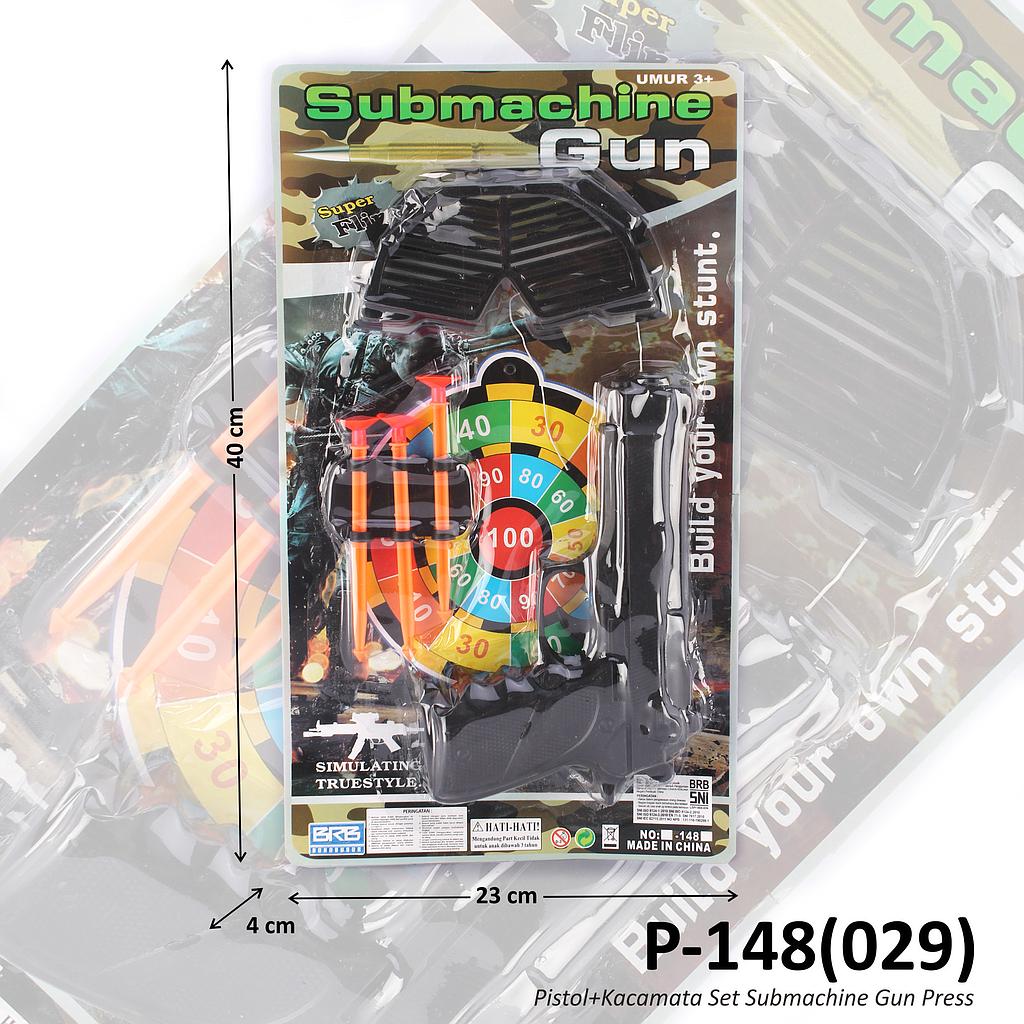 Pistol Peluru Kaca Set Kacamata + Target Submachine Gun Press @114