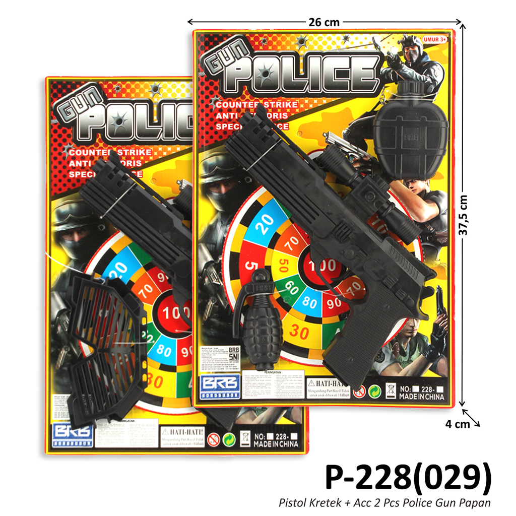 Pistol Kretek + Acc 2 Pcs Police Gun Papan @112