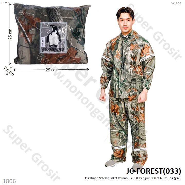 Jas Hujan Setelan Jaket Celana Uk. XXL Penguin 1 Ikat 6 Pcs Tas @48