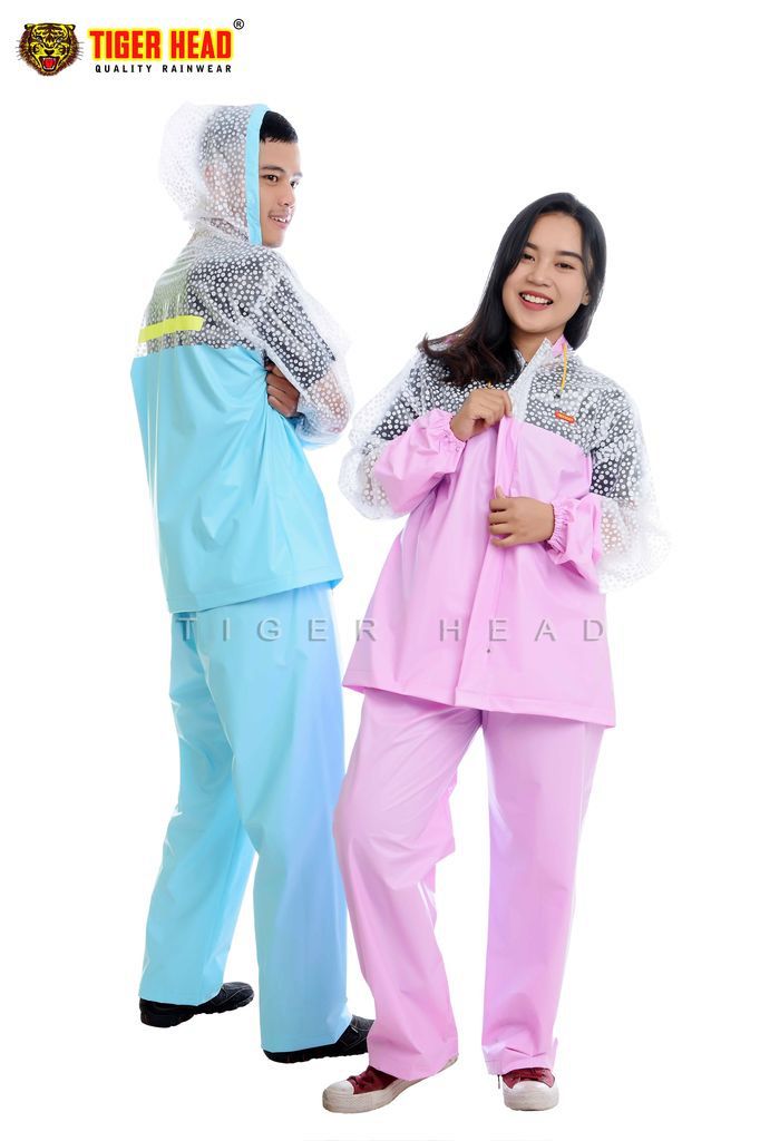 Jas Hujan Setelan Jaket Celana Gemini Polkadot Tiger Head 2 Warna 1 Ikat 6 Pcs Tas @60